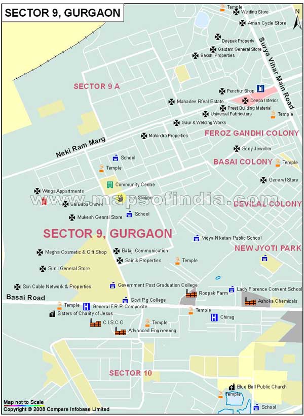 Sector 9 Gurgaon Map