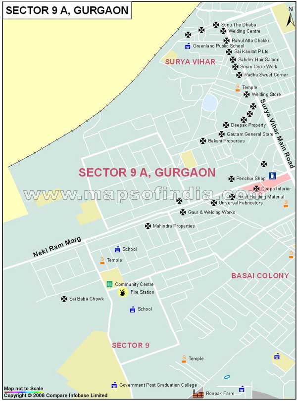 Sector 9A Gurgaon Map