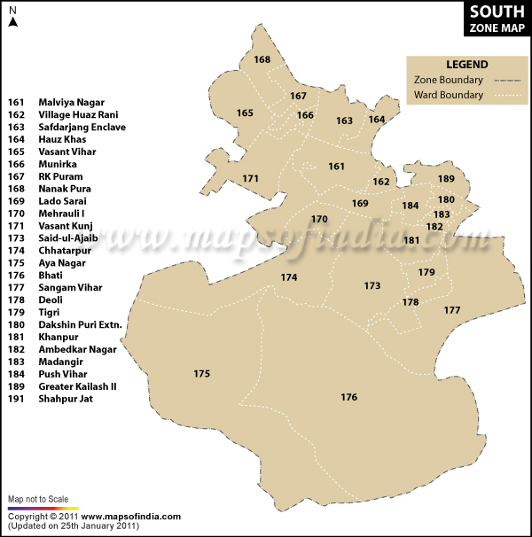 Delhi South Zone Map