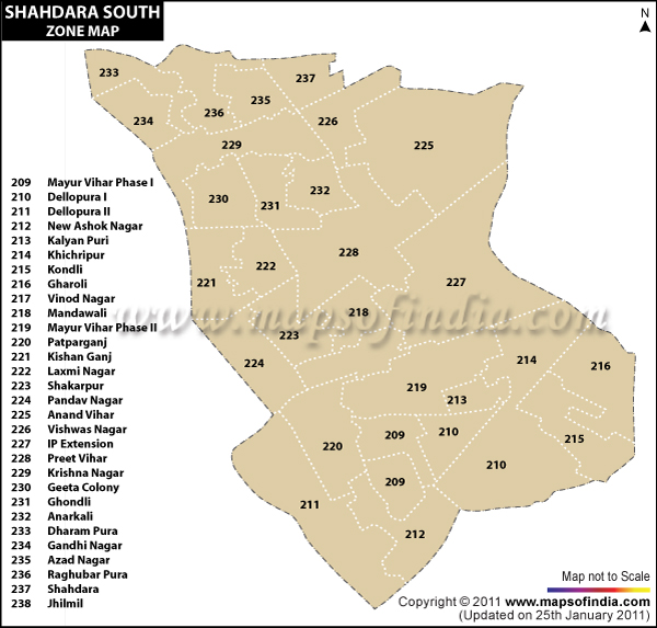 Shahdara South Zone Map