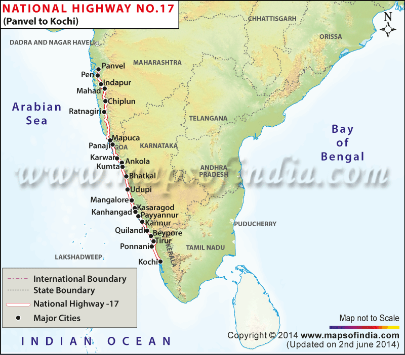 Delhi To Kerala Road Map National Highway 17, Nh 17 Map Delhi To Atari