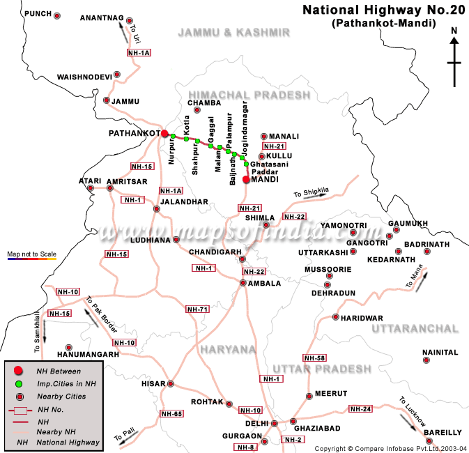 NH 20 Driving Direction Map