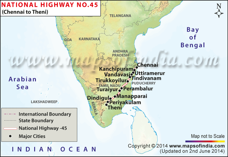 NH 45 Driving Direction Map