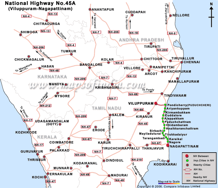 NH 45A Driving Direction Map