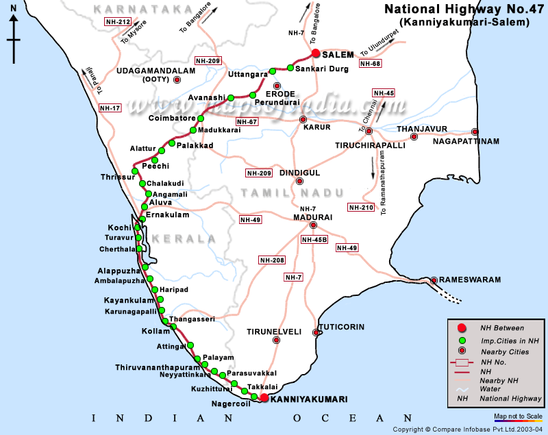 NH 47 Driving Directions Map
