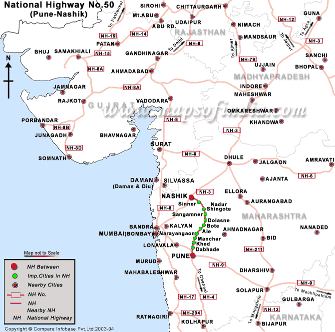 NH 50 Driving Direction Map