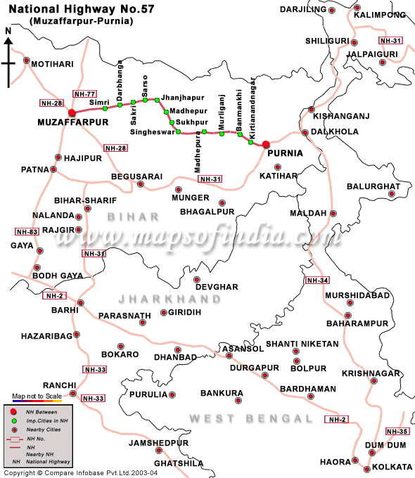 Muzaffarpur To Delhi Distance By Road National Highway 57, Muzaffarpur To Purnea Road Map