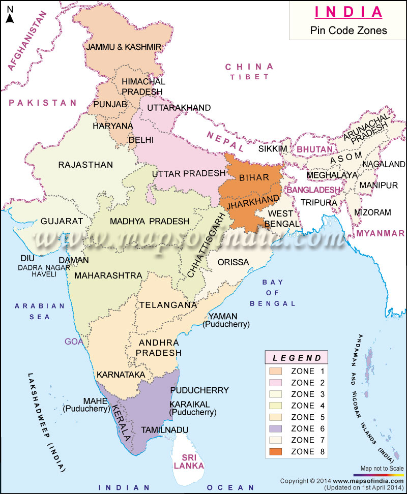 Pincode Zones of India