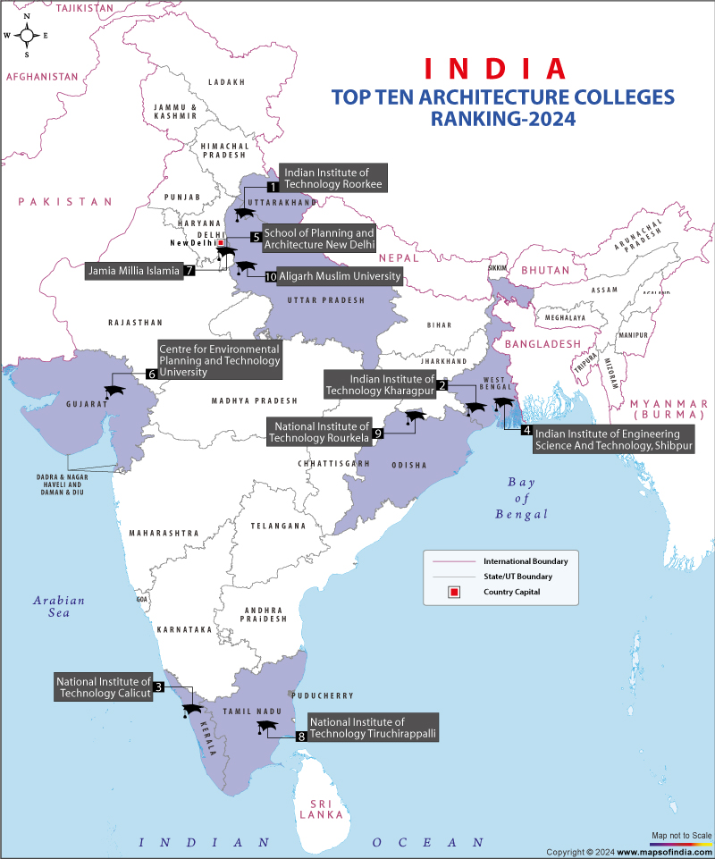 Map of Architecture Colleges in India