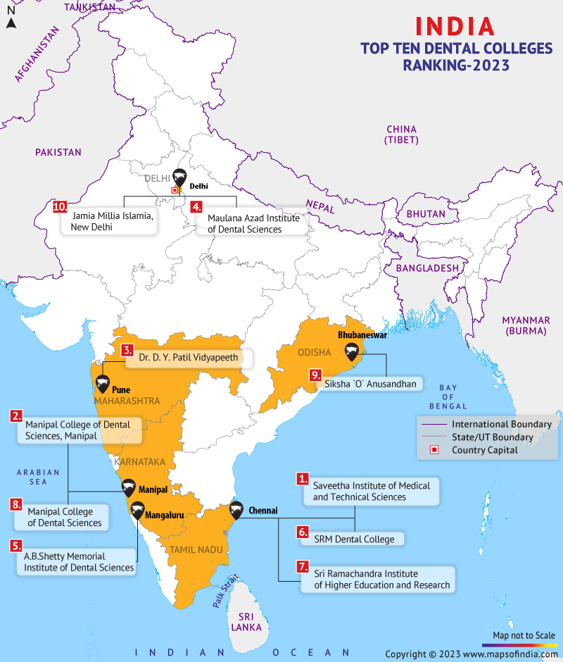 Map of Dental Colleges in India