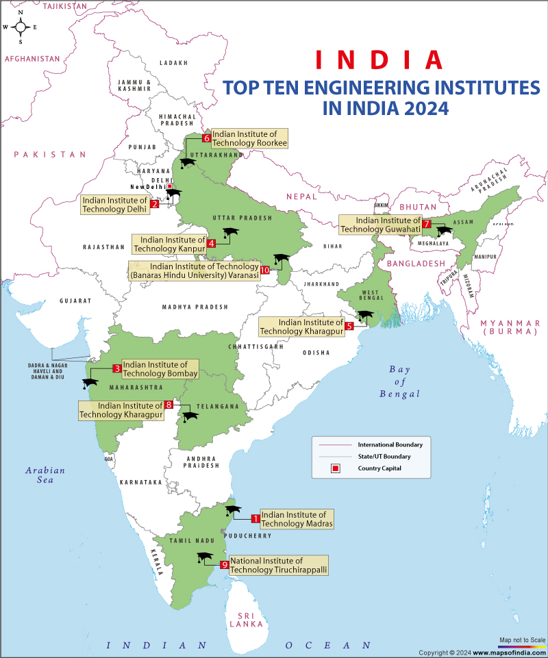 Map of Engineering Institutes in India