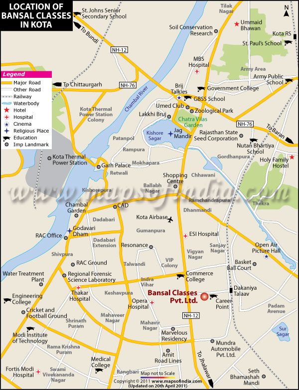Location Map of Bansal Classes, Kota