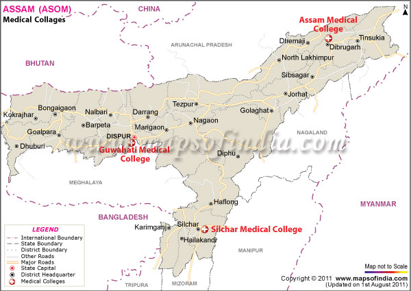 Map of Assam Medical Colleges