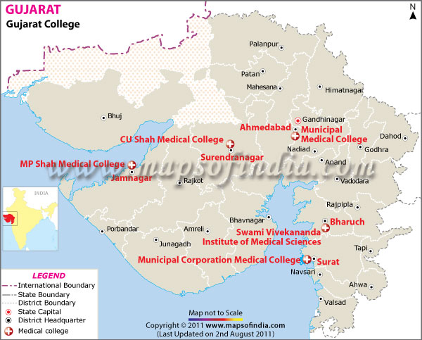 Map of Gujarat Medical Colleges