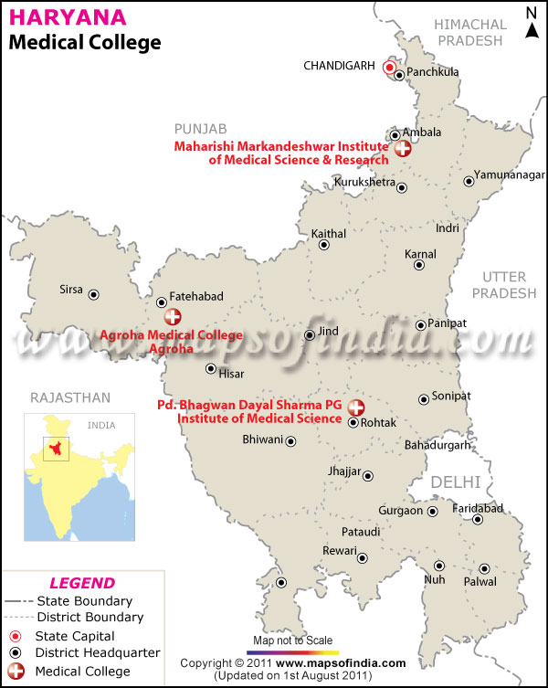 Map of Haryana Medical Colleges