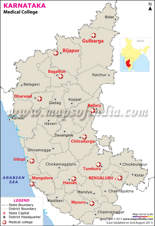 Map of Karnataka Medical Colleges