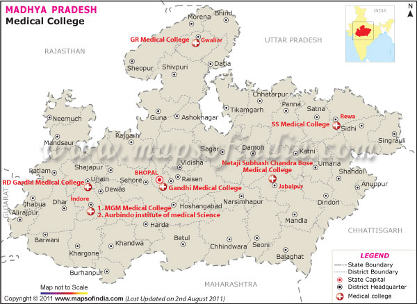 Map of Madhya Pradesh Medical Colleges