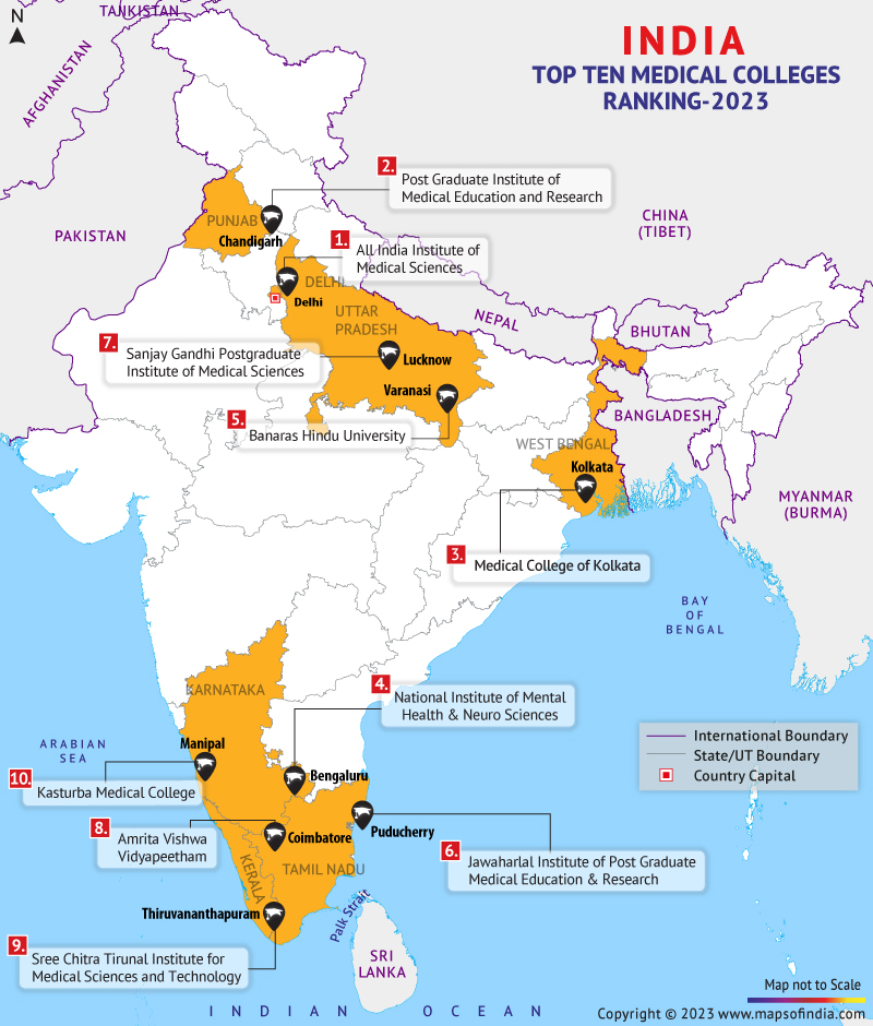 Map of Medical Colleges in India