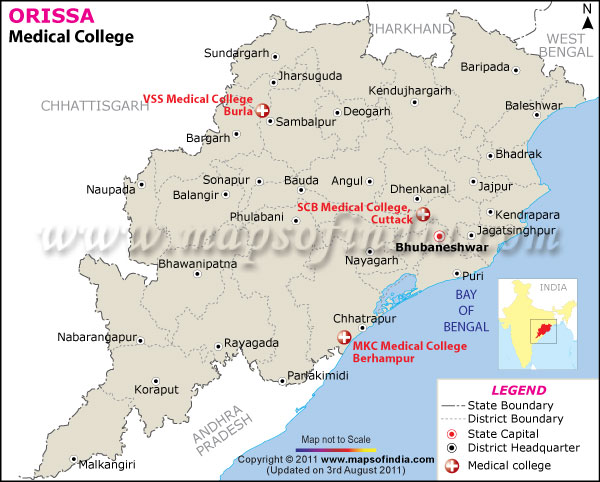 Map of Orissa Medical Colleges