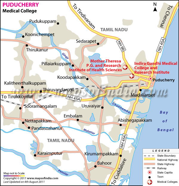Map of Pondicherry Medical Colleges
