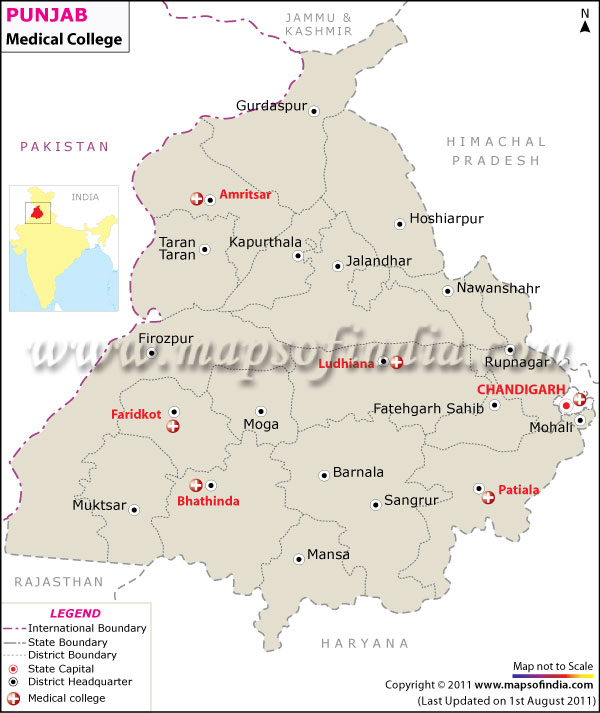 Map of Punjab Medical Colleges