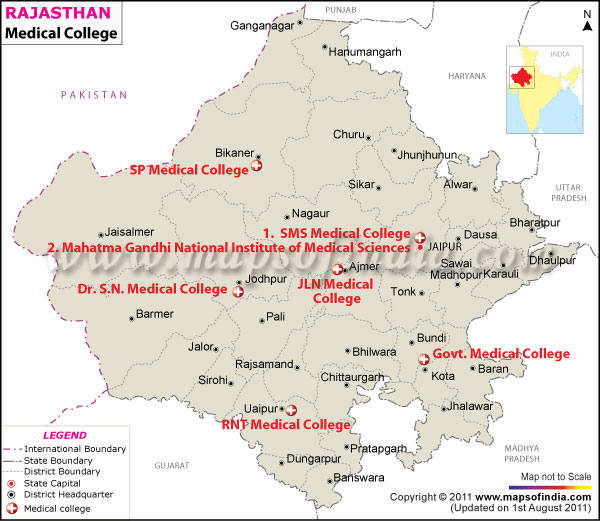 Map of Rajasthan Medical Colleges