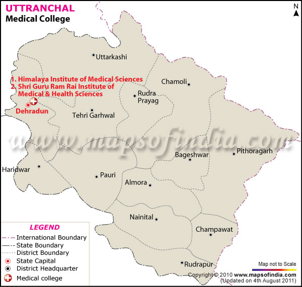 Map of Uttaranchal Medical Colleges