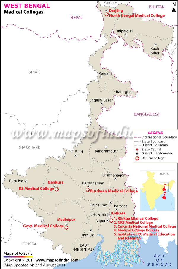 Map of West Bengal Medical Colleges