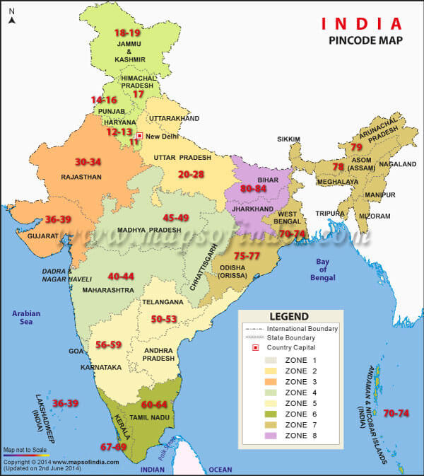 Post Office Zone Chart Map