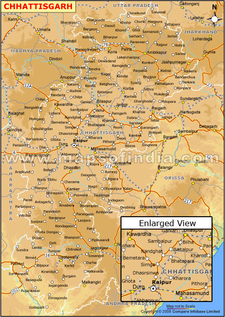 Elevation Map of Chhattisgarh