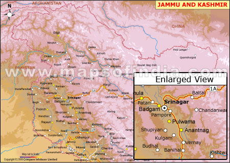 Elevation Map of Jammu And Kashmir