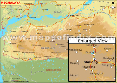 Elevation Map of Meghalaya