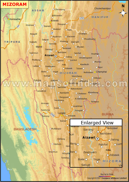 Elevation Map of Mizoram