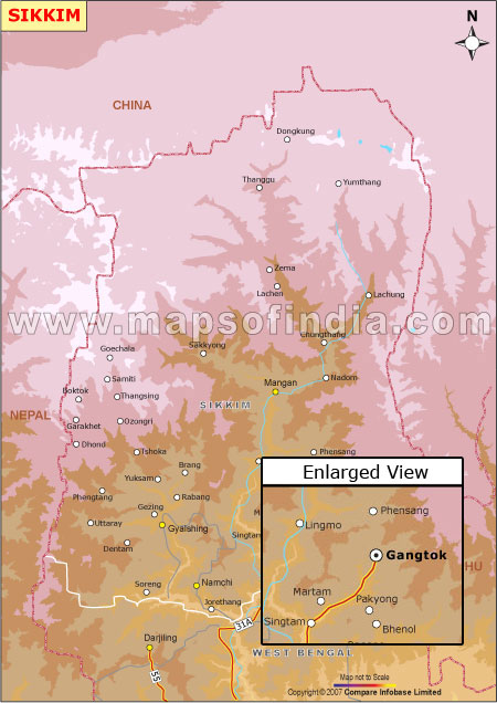 Elevation Map of Sikkim