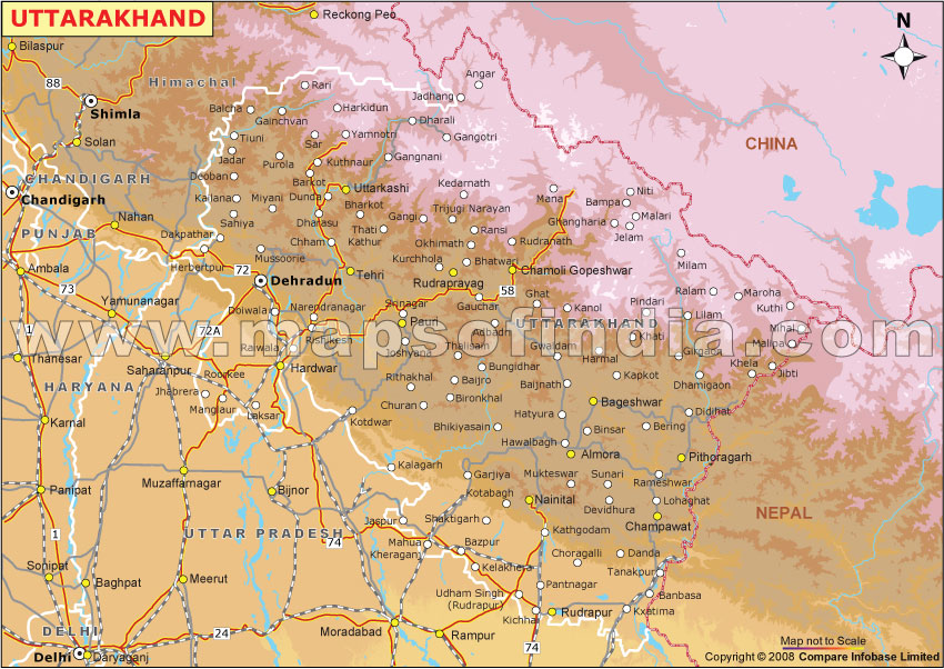 Elevation Map of Uttranchal