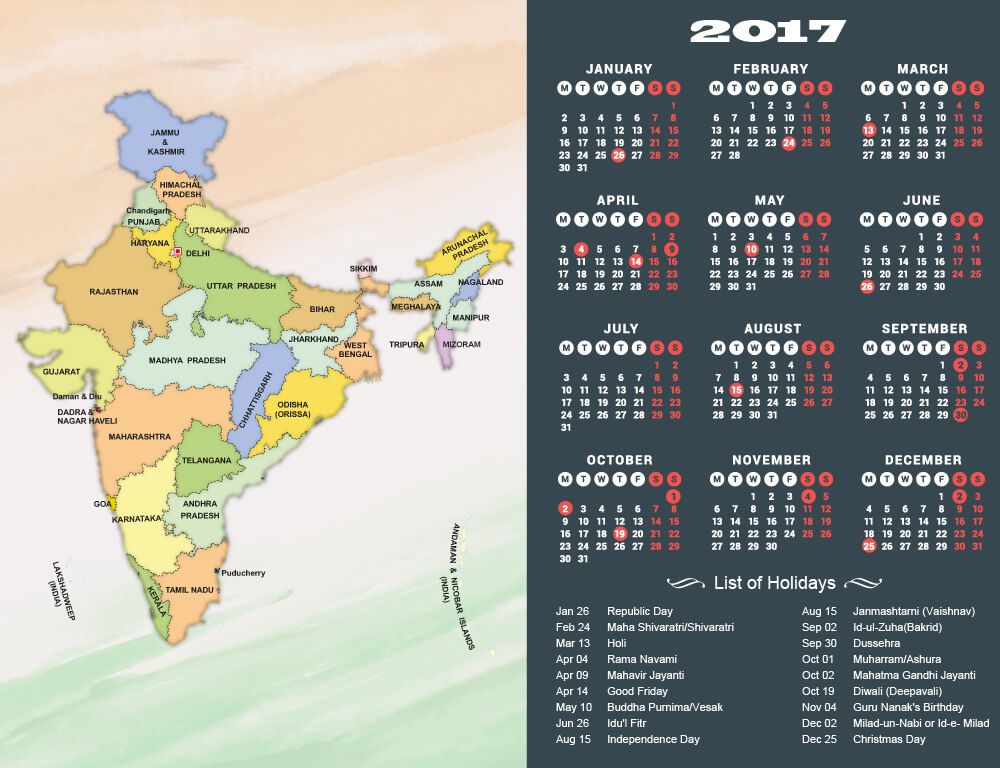 Holidays in 2017 India