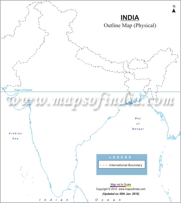 India Physical Map in A3 Size