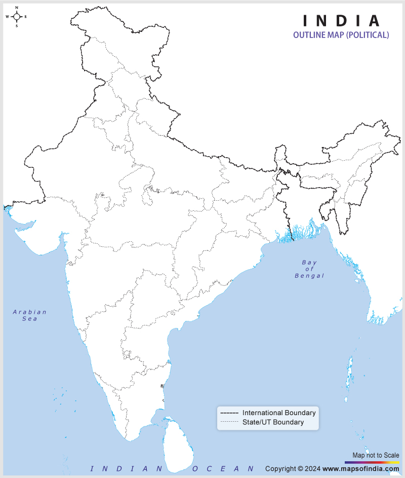 India Political Map in A4 size