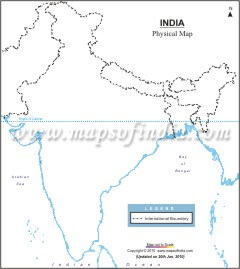 India Outline Map - Physical