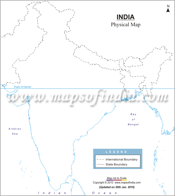 Physical Map of India in PNG