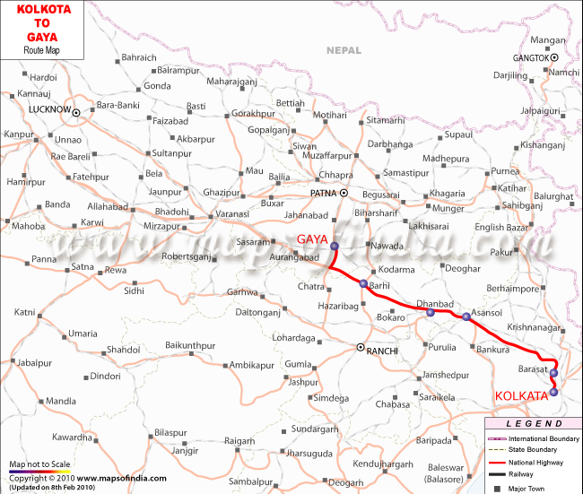 Kolkata to Gaya Route Map