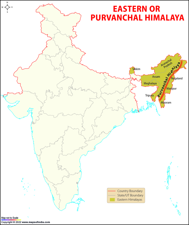 Location of the BRB in the central Himalayas. The inset maps (A-F) show