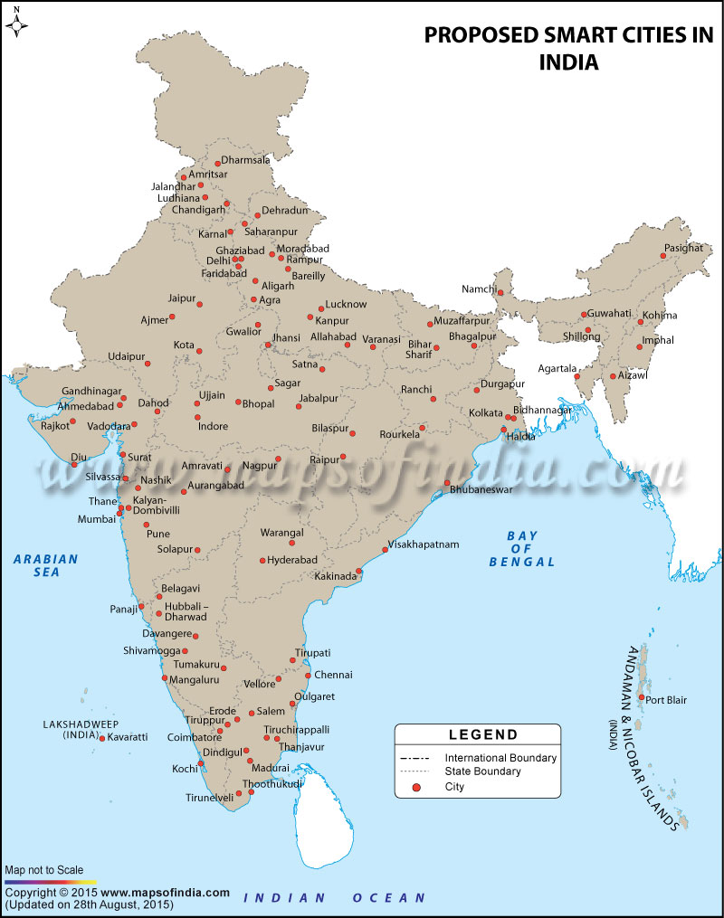 100 Smart Cities Map of India