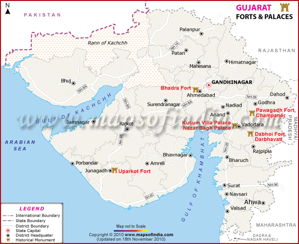 Gujarat Forts and Palaces Map