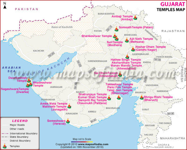 Map of Gujarat Temples