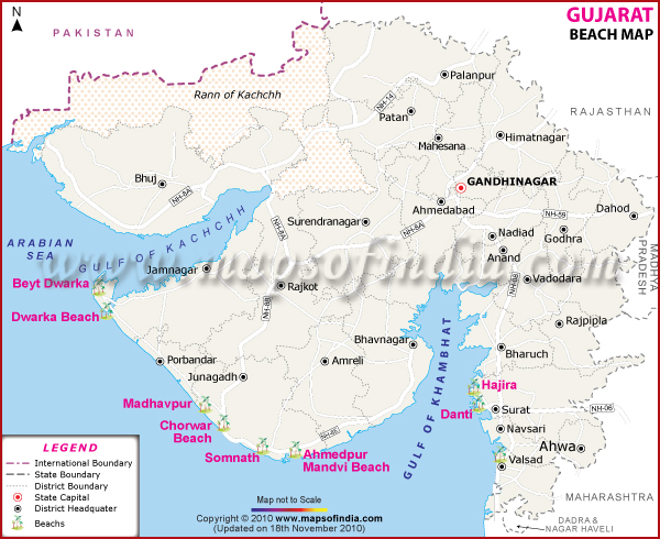Gujarat Beaches Map