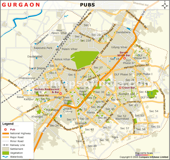 Map of Pubs in Gurgaon