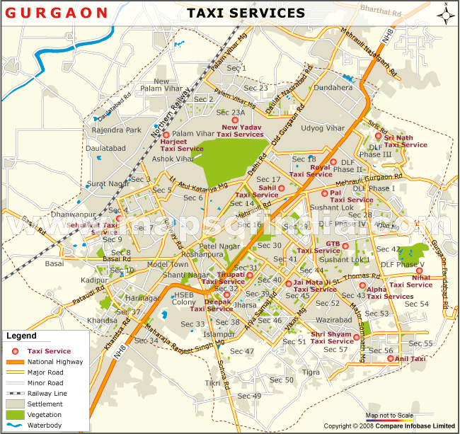 Map of Taxi Service in Gurgaon Map of Taxi Service in Gurgaon