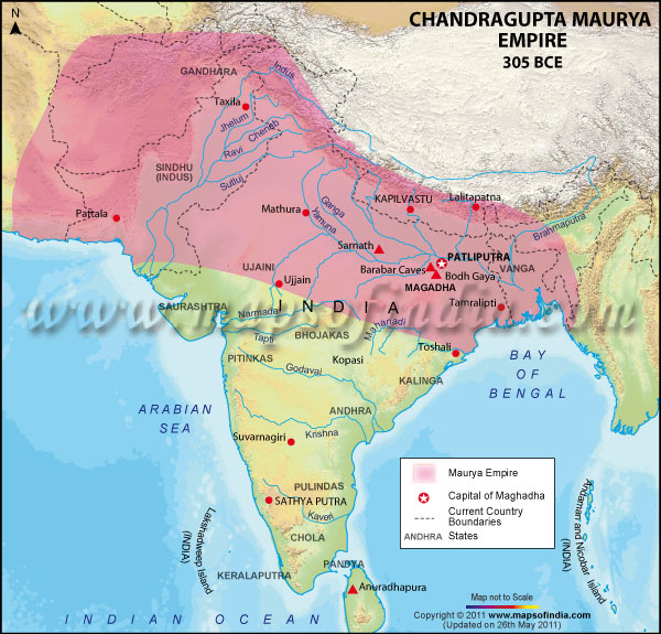Map of Chandragupta Maurya Empire 305 BCE