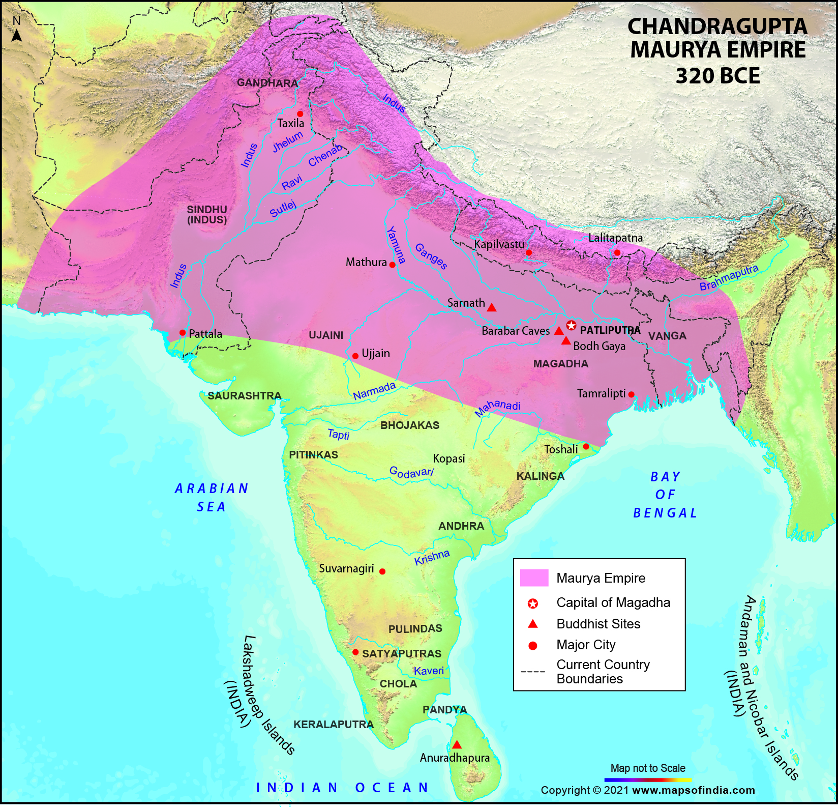 Map of Chandragupta Maurya Empire 320 BCE